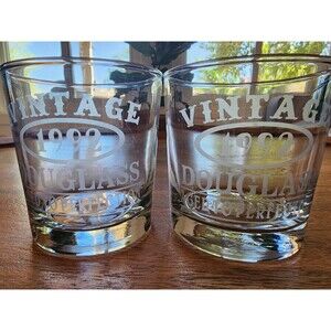 2x Aged To Perfection 1992 Bourbon Whiskey Rocks Tumbler Glasses